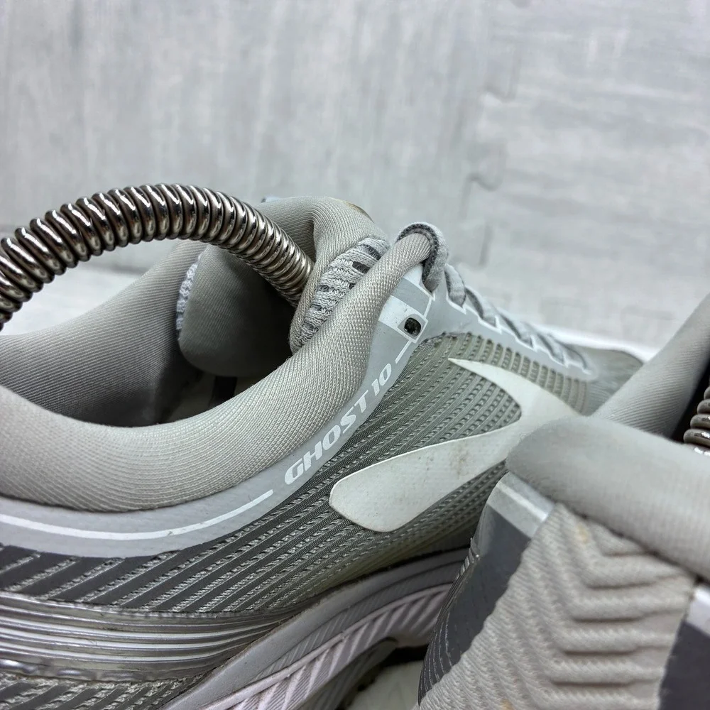 Brooks Ghost 10 Running Shoes Women's 10 Grey Mesh Athletic Sneakers 1202461B144